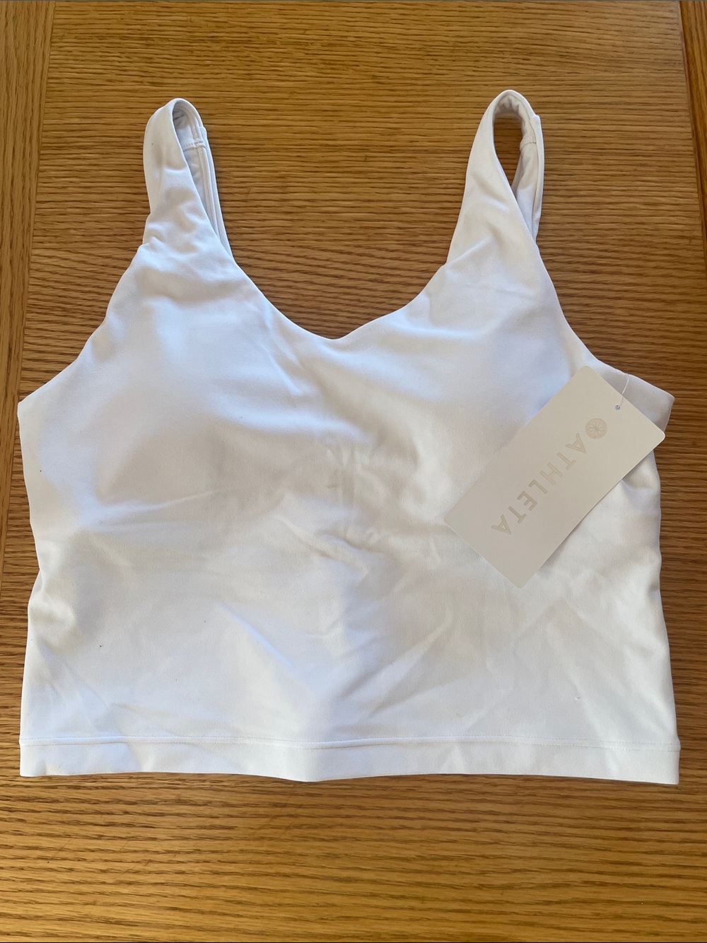 Athleta White V-Neck Cropped Workout Tank